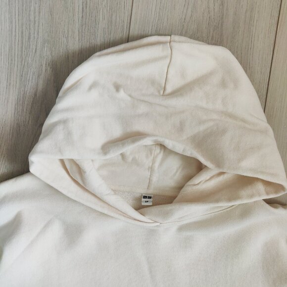 Uniqlo Cream Pullover Sweatshirt - Size S, 88% Cotton, Long Sleeve Hoodie - Picture 3 of 7